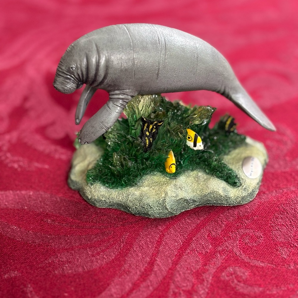 WyLAND Manatee Sculpture with Fish